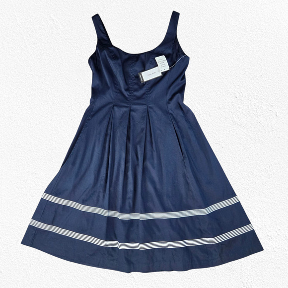 Nine West Dark Pacific Navy Blue Sleeveless Classic Fit and Flare Dress Size 4 - Picture 1 of 10